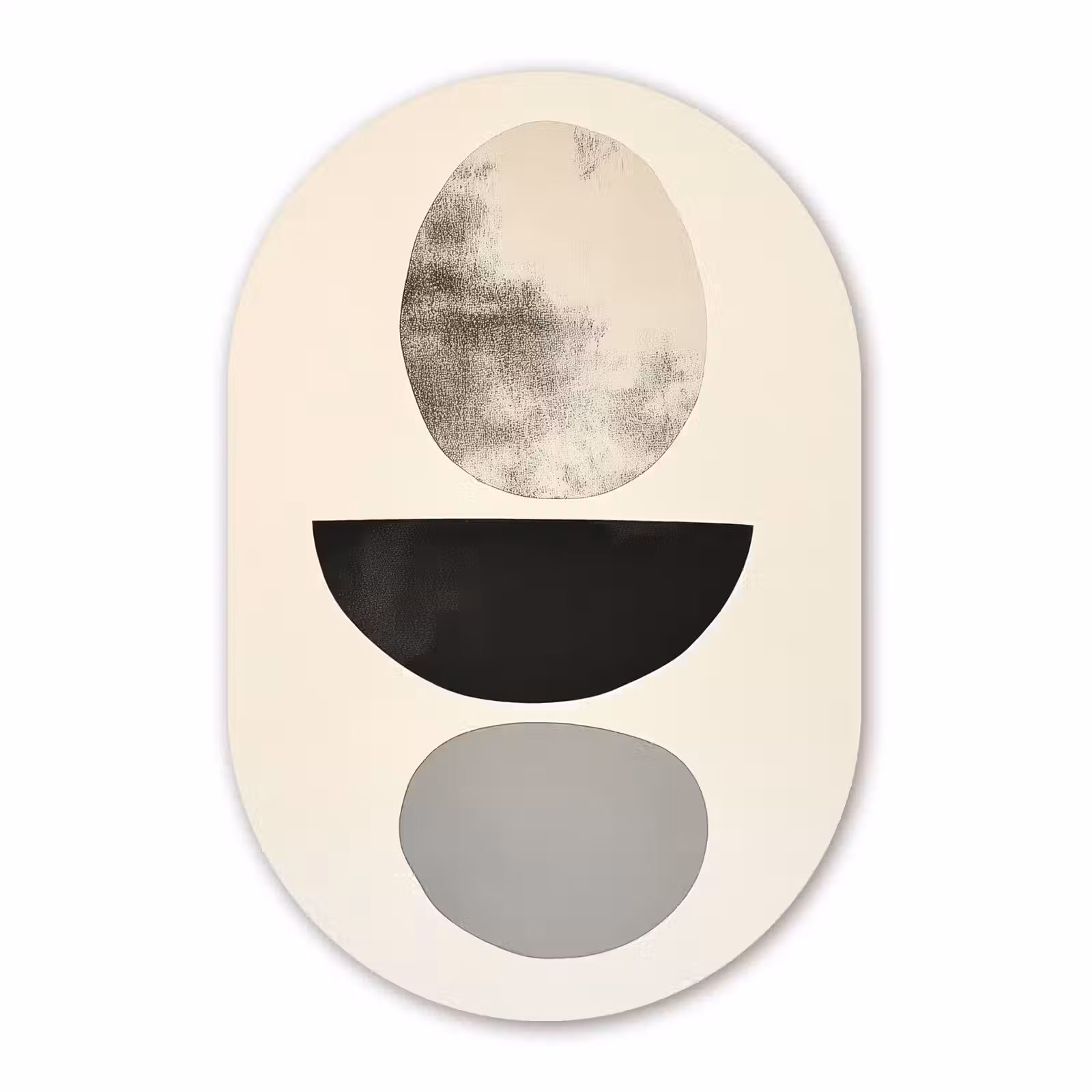 Muurovaal - Glas - Beige - Japandi - Wabi sabi — 1