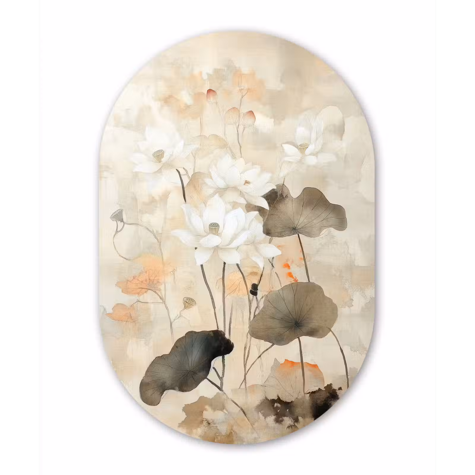 Muurovaal - Glas - Bloemen - Japandi - Wabi sabi — 1