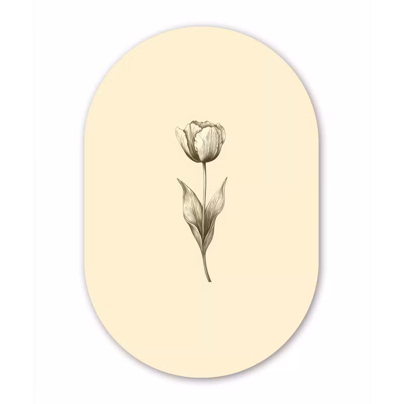 Muurovaal - Glas - Illustratie - Tulp - Zwart — 1