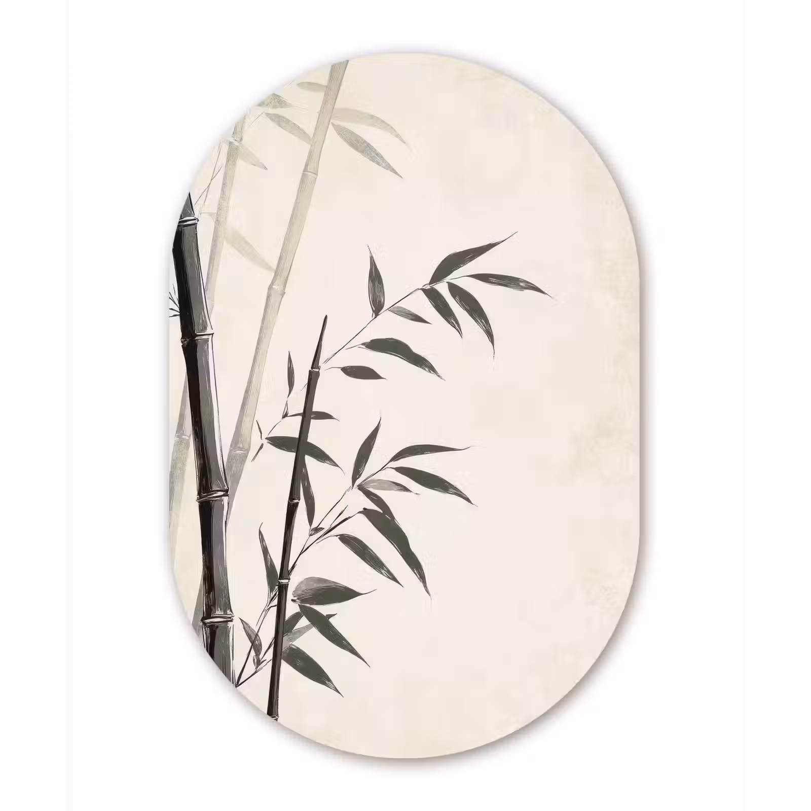 Muurovaal - Glas - Japandi - Bamboe - Beige — 1