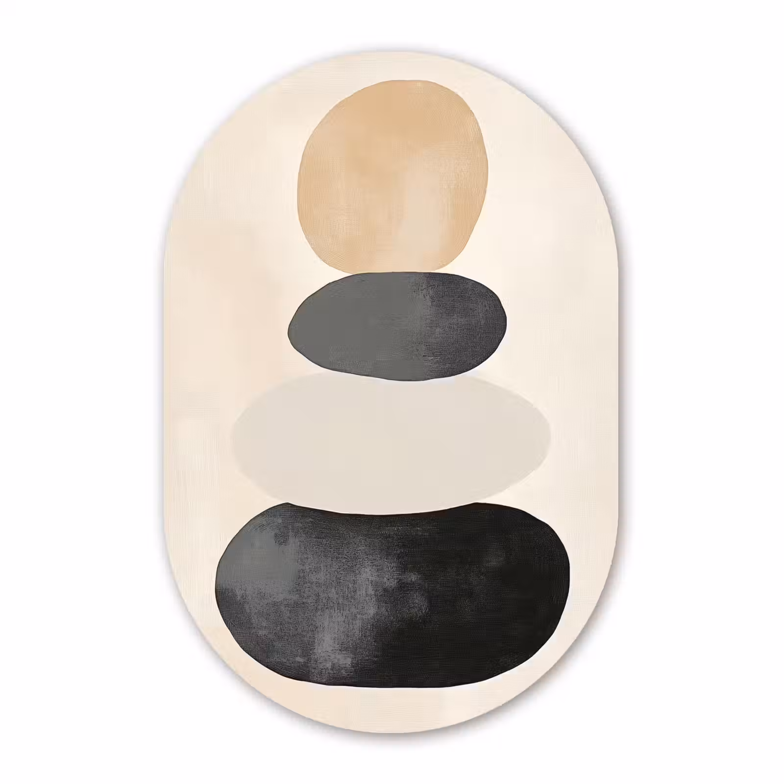 Muurovaal - Glas - Japandi - Wabi sabi - Beige — 1