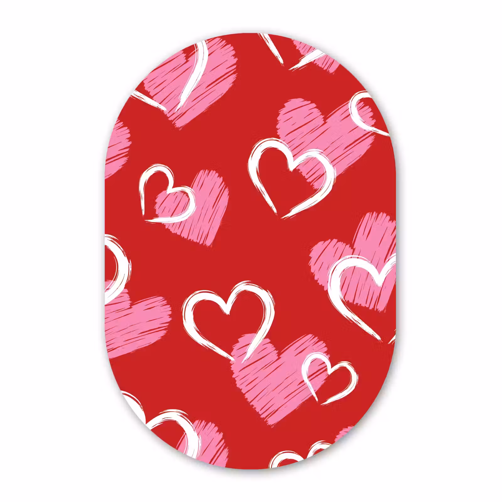 Muurovaal - Glas - Patroon - Hartjes - Roze - Valentijn — 1
