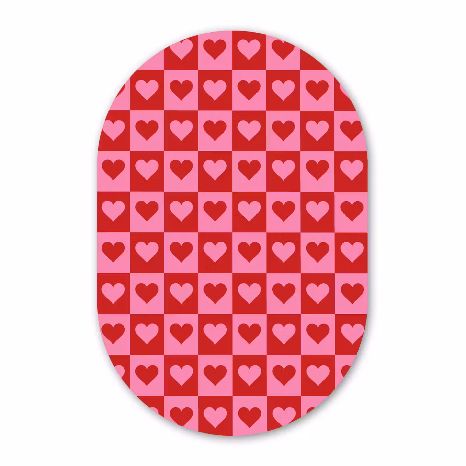 Muurovaal - Glas - Rood - Roze - Schaakbord - Valentijn — 1