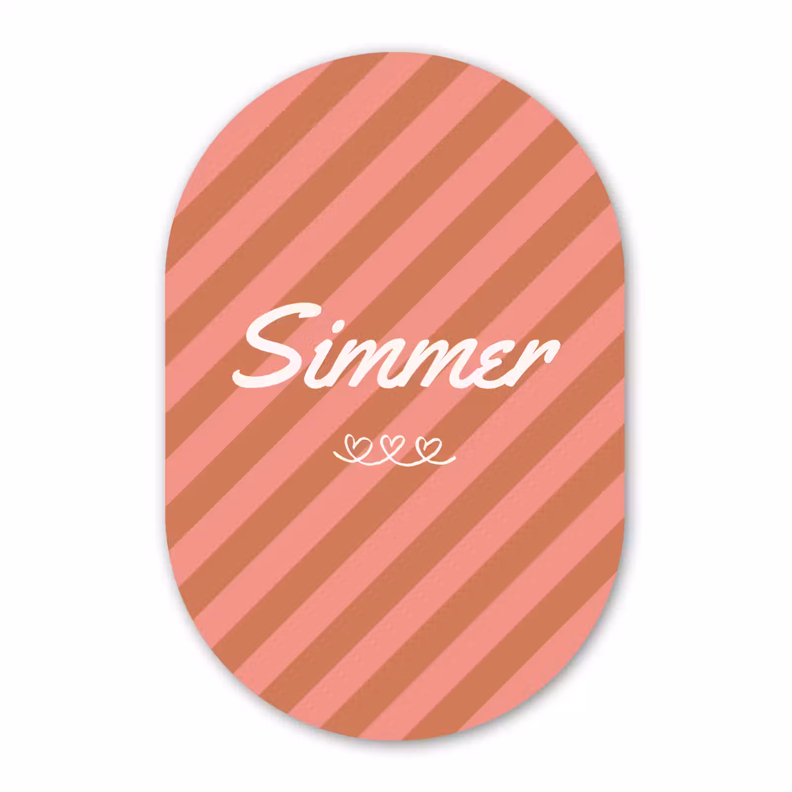 Muurovaal - Glas - Simmer - Hartjes - Strepen - Roze — 1