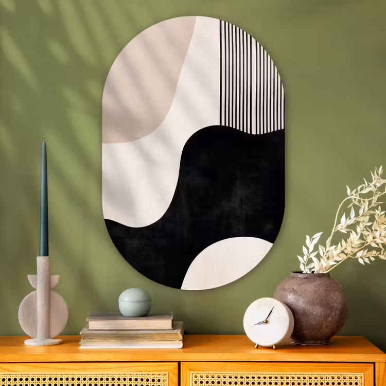 Muurovaal - Glas - Abstract - Japandi - Beige - Modern — 2