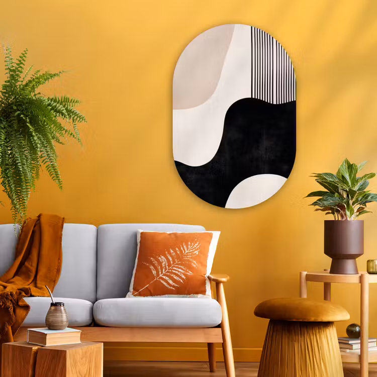 Muurovaal - Glas - Abstract - Japandi - Beige - Modern — 3