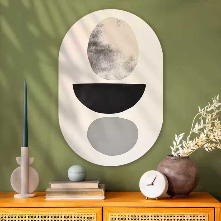 Muurovaal - Glas - Beige - Japandi - Wabi sabi — 2