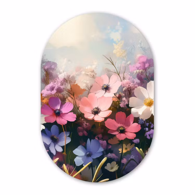 Muurovaal - Glas - Bloemen - Kleurrijk - Bloei — 1