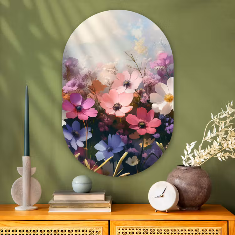 Muurovaal - Glas - Bloemen - Kleurrijk - Bloei — 2