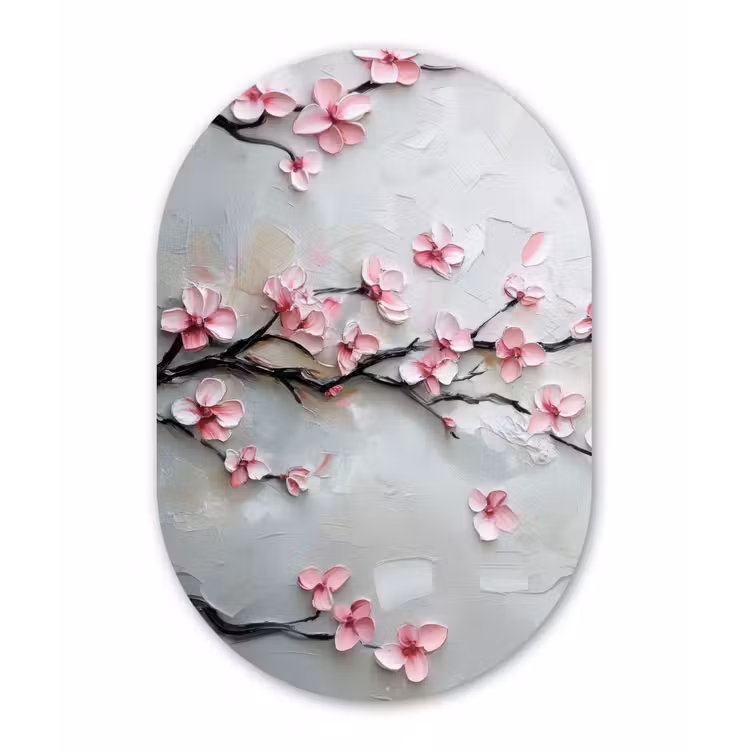 Muurovaal - Glas - Bloesem - Kunstzinnig - Roze - Sakura — 1