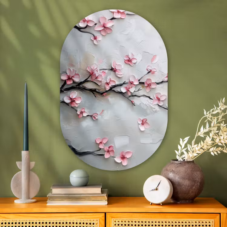 Muurovaal - Glas - Bloesem - Kunstzinnig - Roze - Sakura — 2