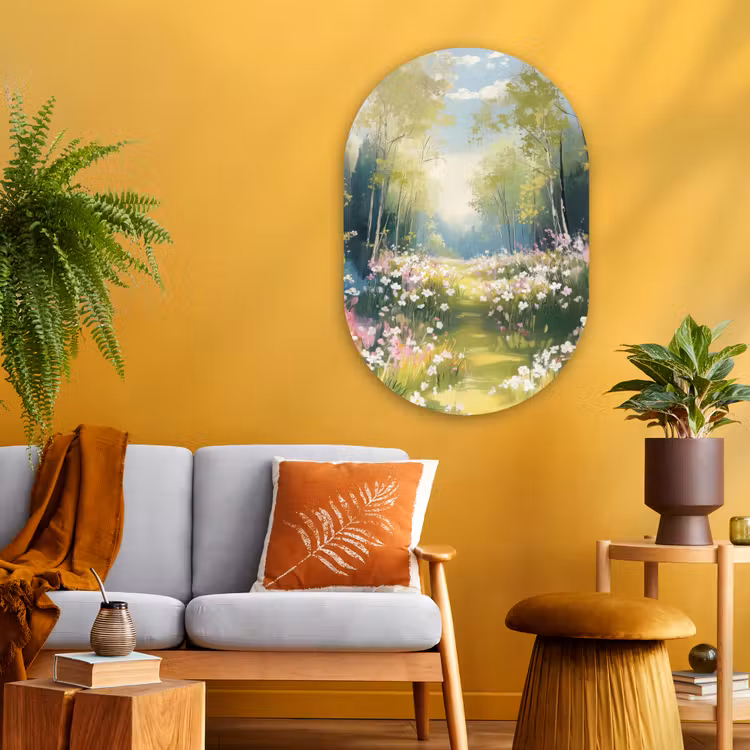 Muurovaal - Glas - Bos - Schilderstijl - Kleurrijk — 3