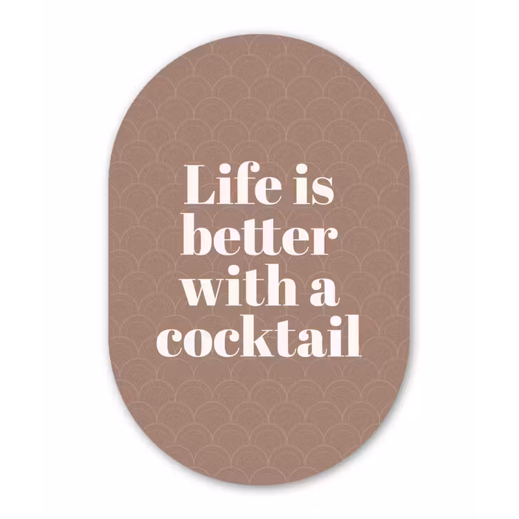 Muurovaal - Glas - Cocktail - Tekst - Patroon - Wit — 1