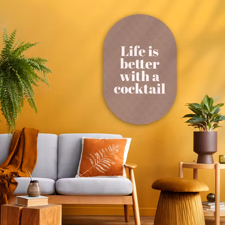 Muurovaal - Glas - Cocktail - Tekst - Patroon - Wit — 3