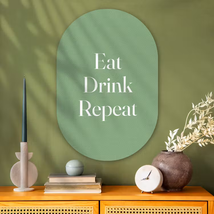 Muurovaal - Glas - Eten - Drinken - Tekst - Mintgroen — 2