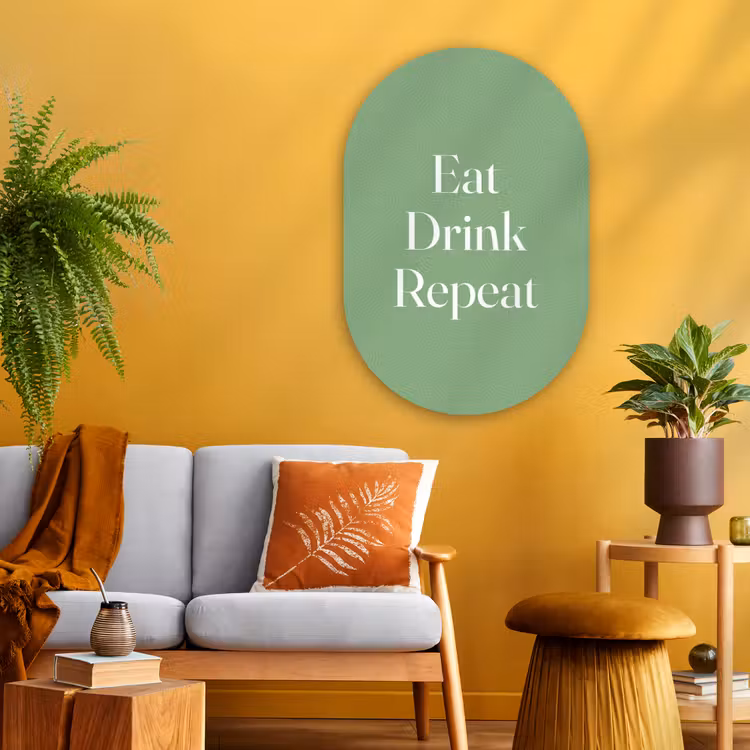 Muurovaal - Glas - Eten - Drinken - Tekst - Mintgroen — 3