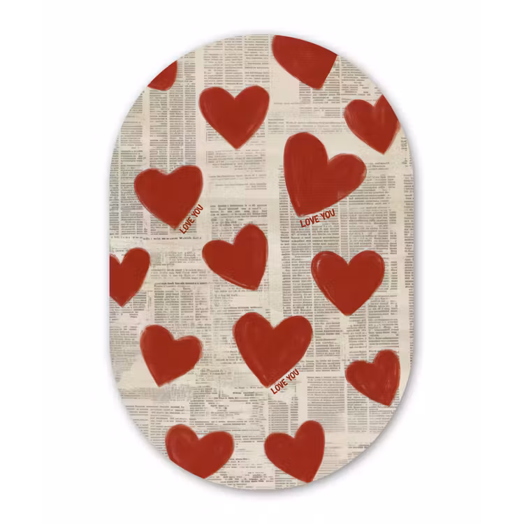 Muurovaal - Glas - Hartjes - Krant - Loveyou — 1