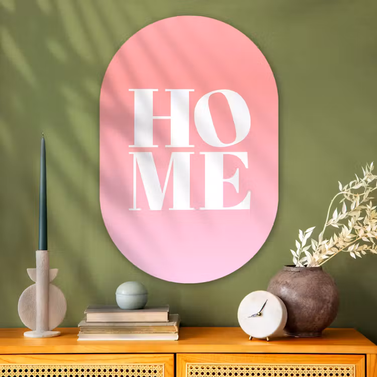 Muurovaal - Glas - Home - Letters - Groot - Roze — 2