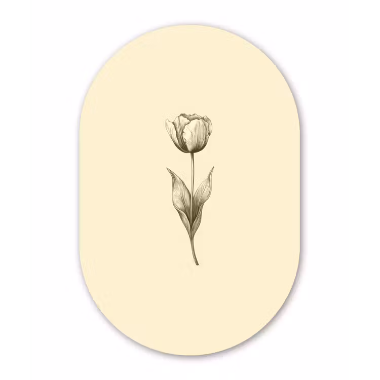 Muurovaal - Glas - Illustratie - Tulp - Zwart — 1