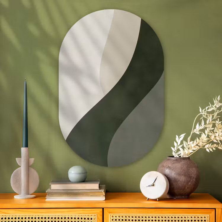 Muurovaal - Glas - Japandi - Groen - Abstract - Modern — 2