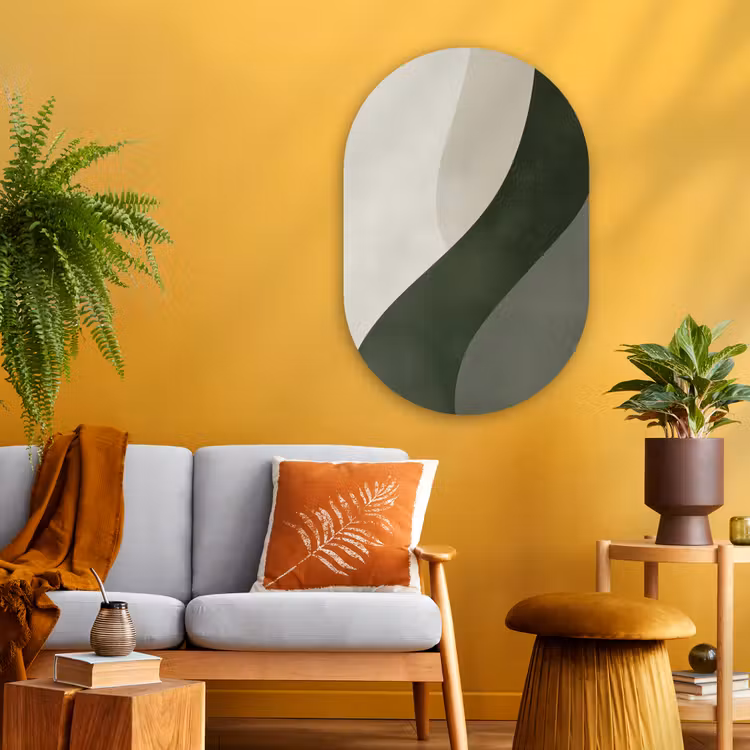 Muurovaal - Glas - Japandi - Groen - Abstract - Modern — 3