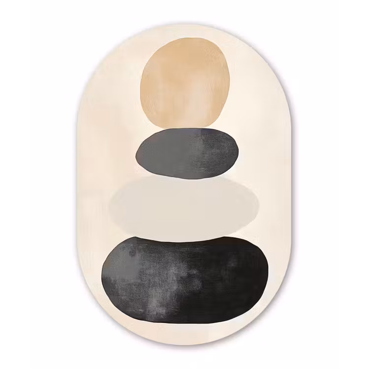 Muurovaal - Glas - Japandi - Wabi sabi - Beige — 1