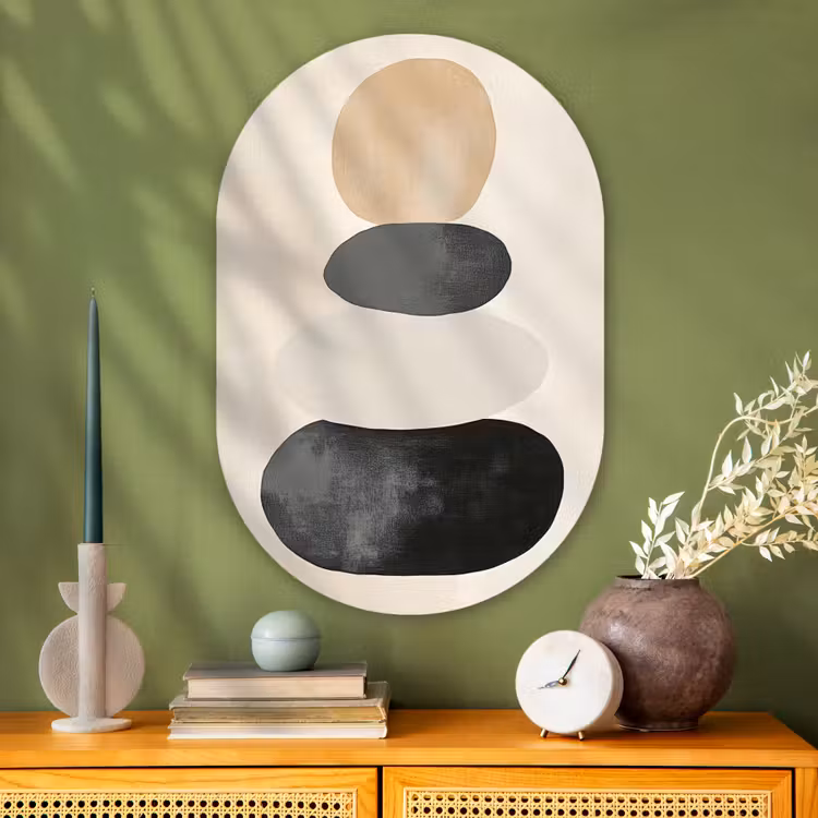 Muurovaal - Glas - Japandi - Wabi sabi - Beige — 2