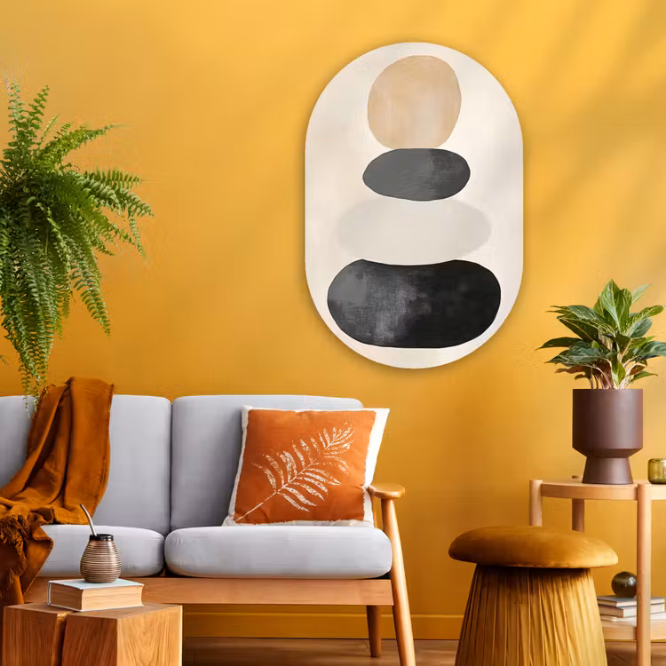 Muurovaal - Glas - Japandi - Wabi sabi - Beige — 3