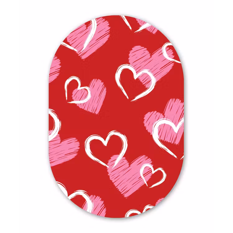 Muurovaal - Glas - Patroon - Hartjes - Roze - Valentijn — 1