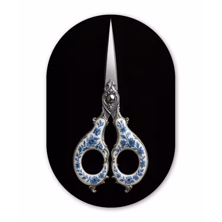 Muurovaal - Glas - Schaar - Delfts blauw - Zwart — 1