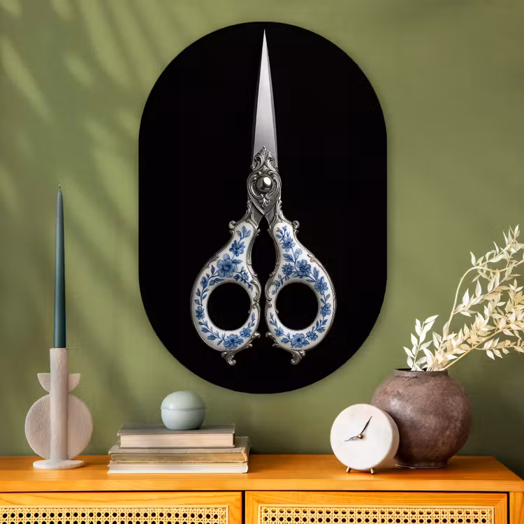 Muurovaal - Glas - Schaar - Delfts blauw - Zwart — 2