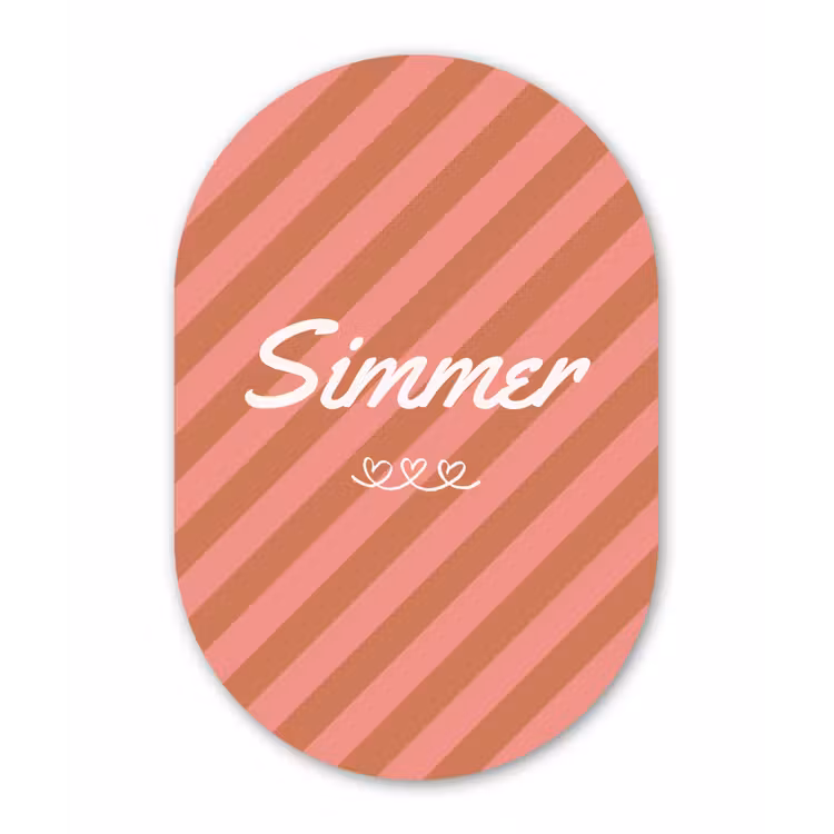Muurovaal - Glas - Simmer - Hartjes - Strepen - Roze — 1