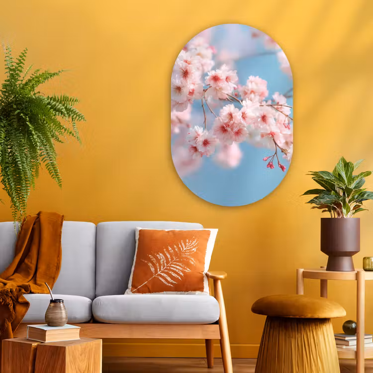 Muurovaal - Glas - Takken - Bloesems - Roze — 3