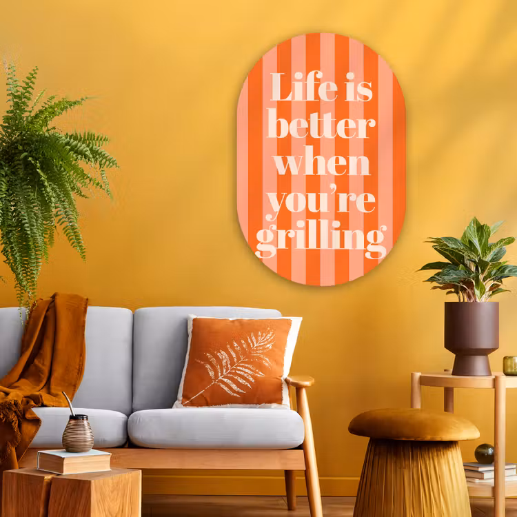 Muurovaal - Glas - Tekst - Gestreept - Oranje - Zomer — 3