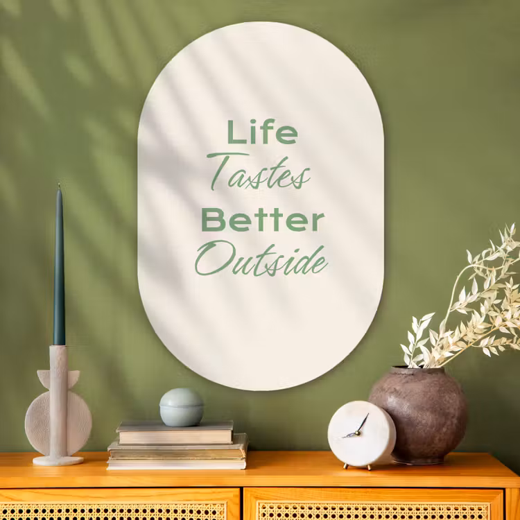 Muurovaal - Glas - Tekst - Sierlijk - Letters - Groen — 2
