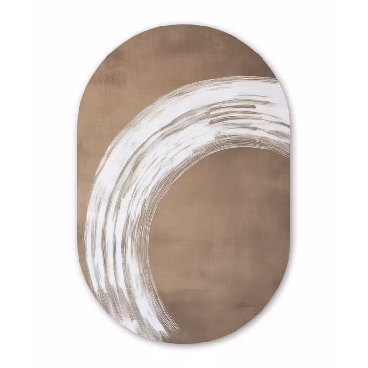 Muurovaal - Glas - Verf - Bruin - Japandi — 1