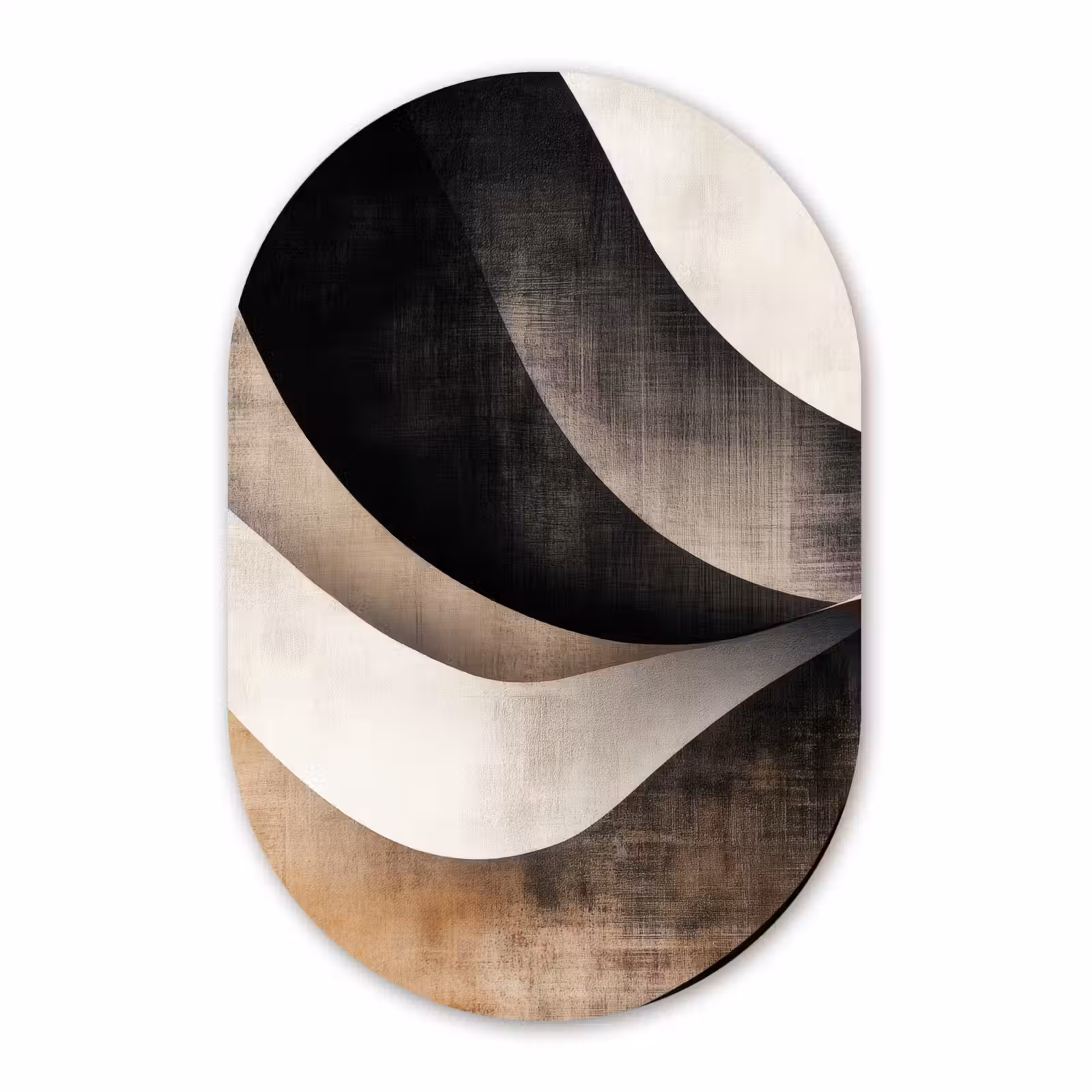 Muurovaal - Glas - Abstract - Golven - Zwart - Verweerd — 1