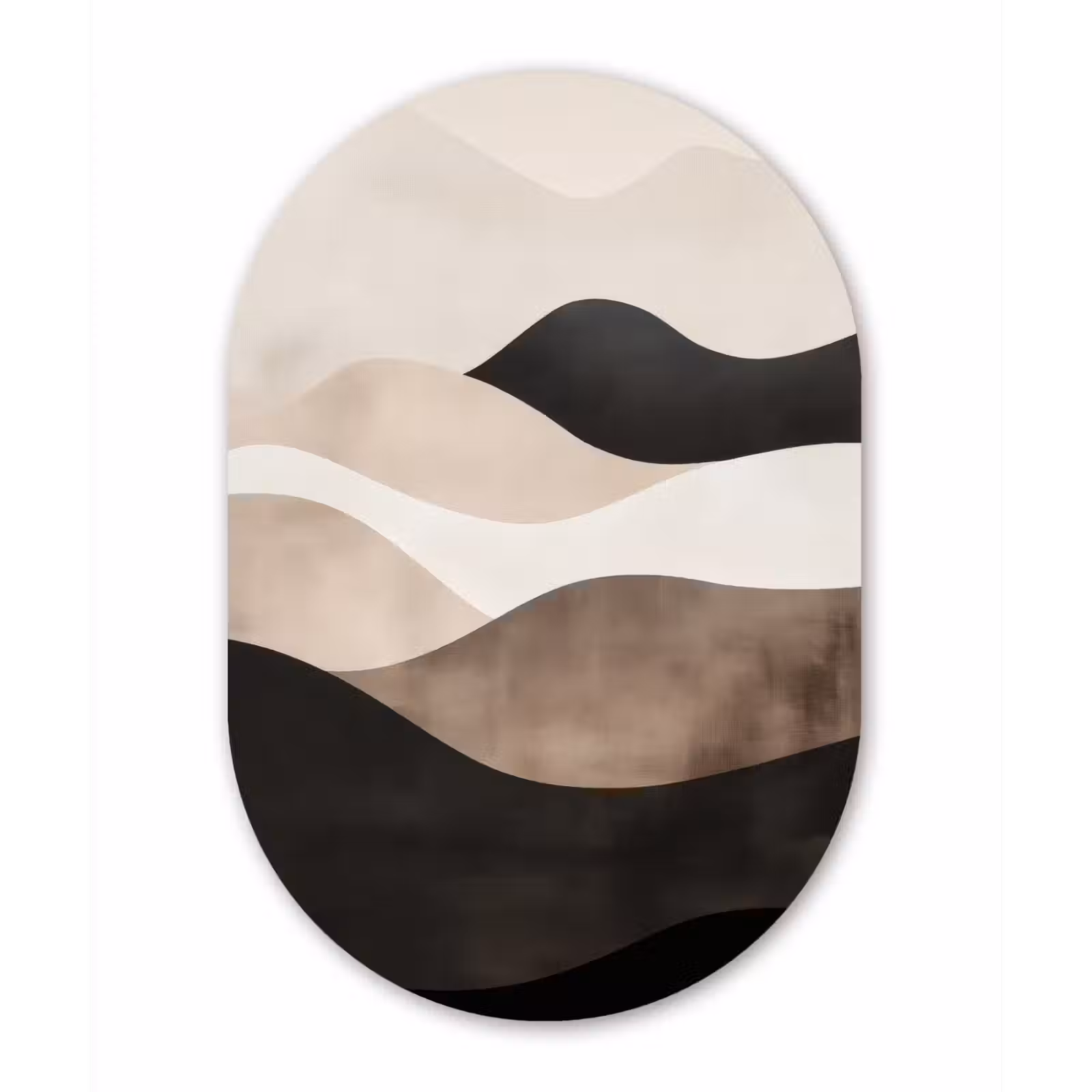 Muurovaal - Glas - Abstract - Landschap - Golven - Crèmekleur — 1
