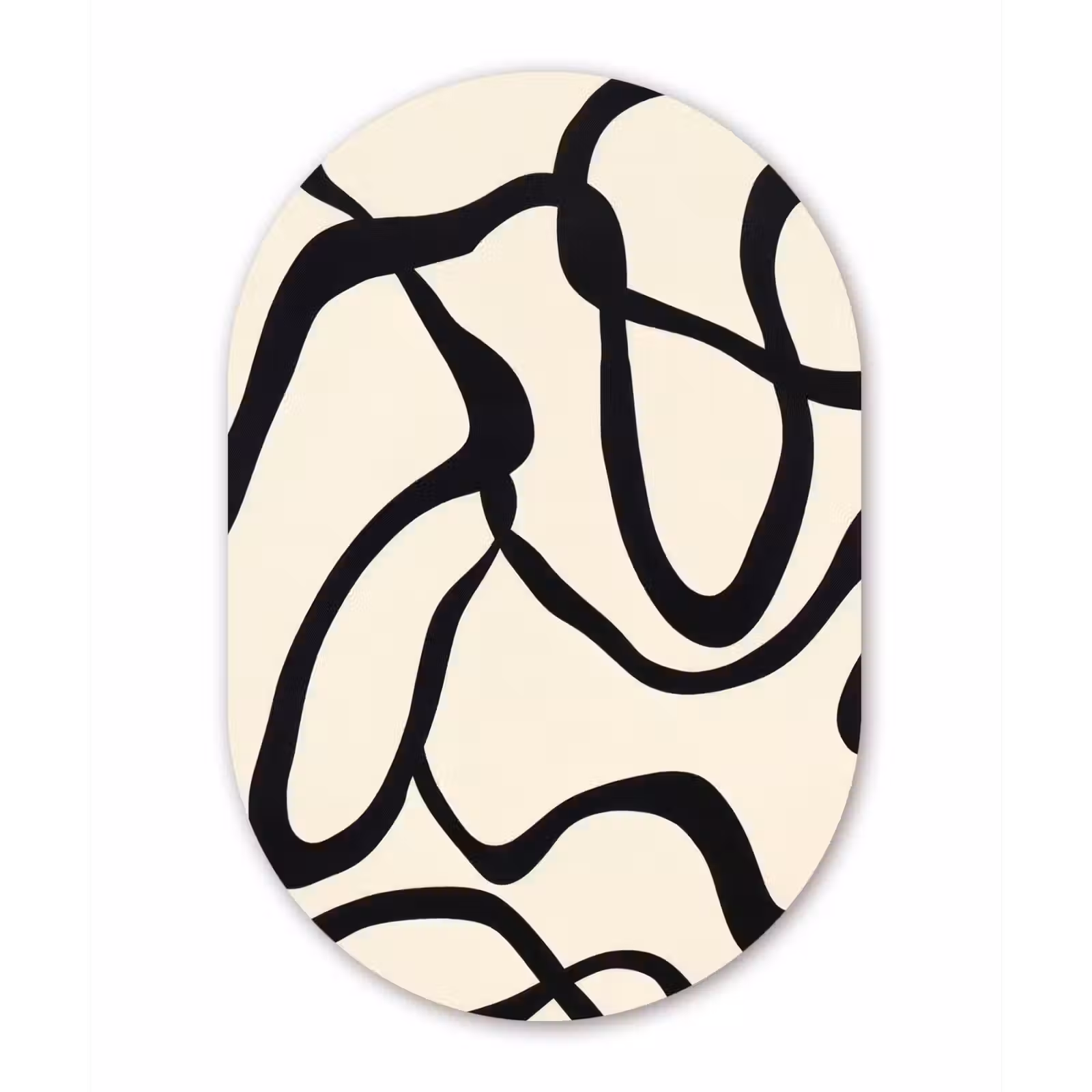 Muurovaal - Glas - Abstract - Lijnen - Modern - Beige — 1