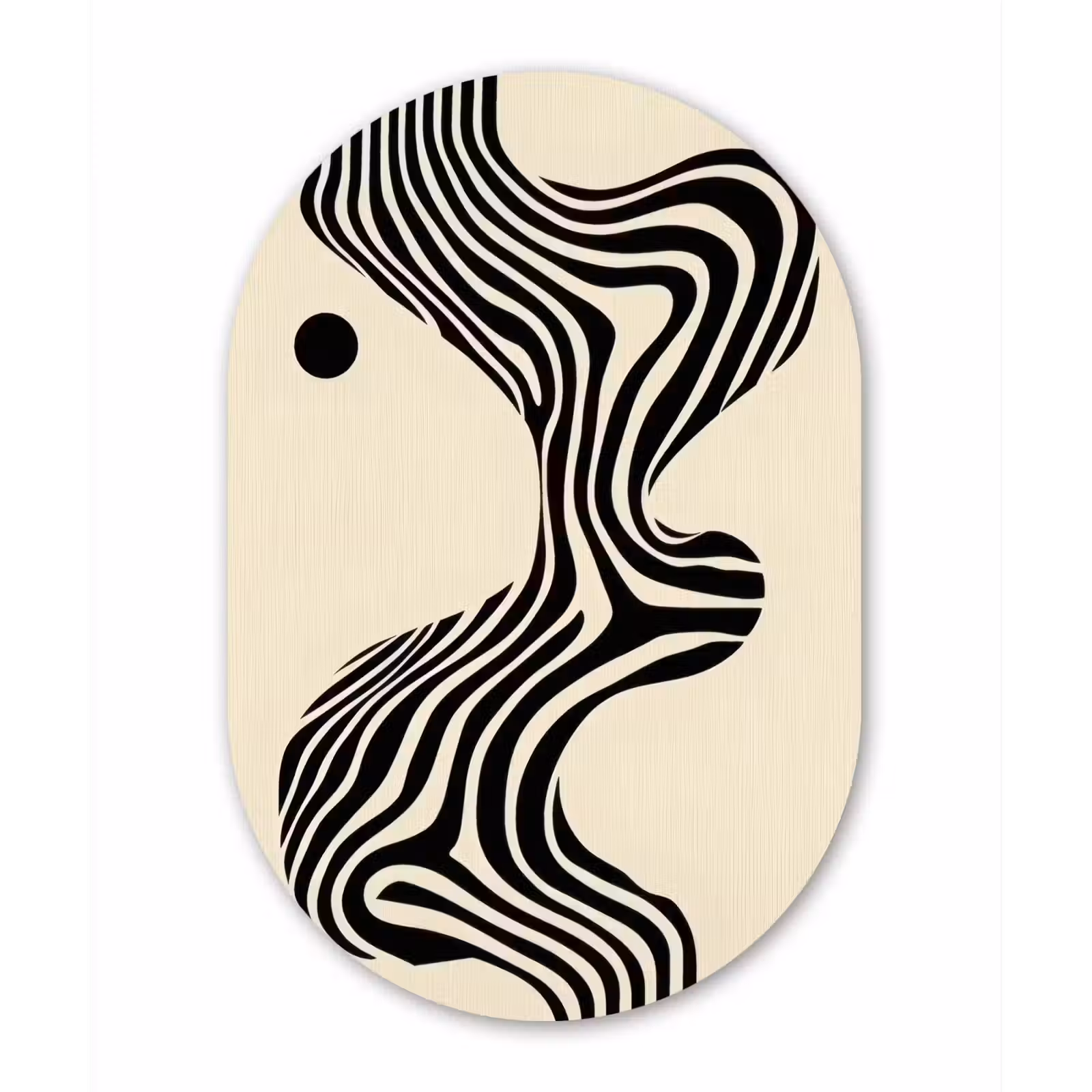 Muurovaal - Glas - Beige - Lijnen - Golvend - Abstract — 1