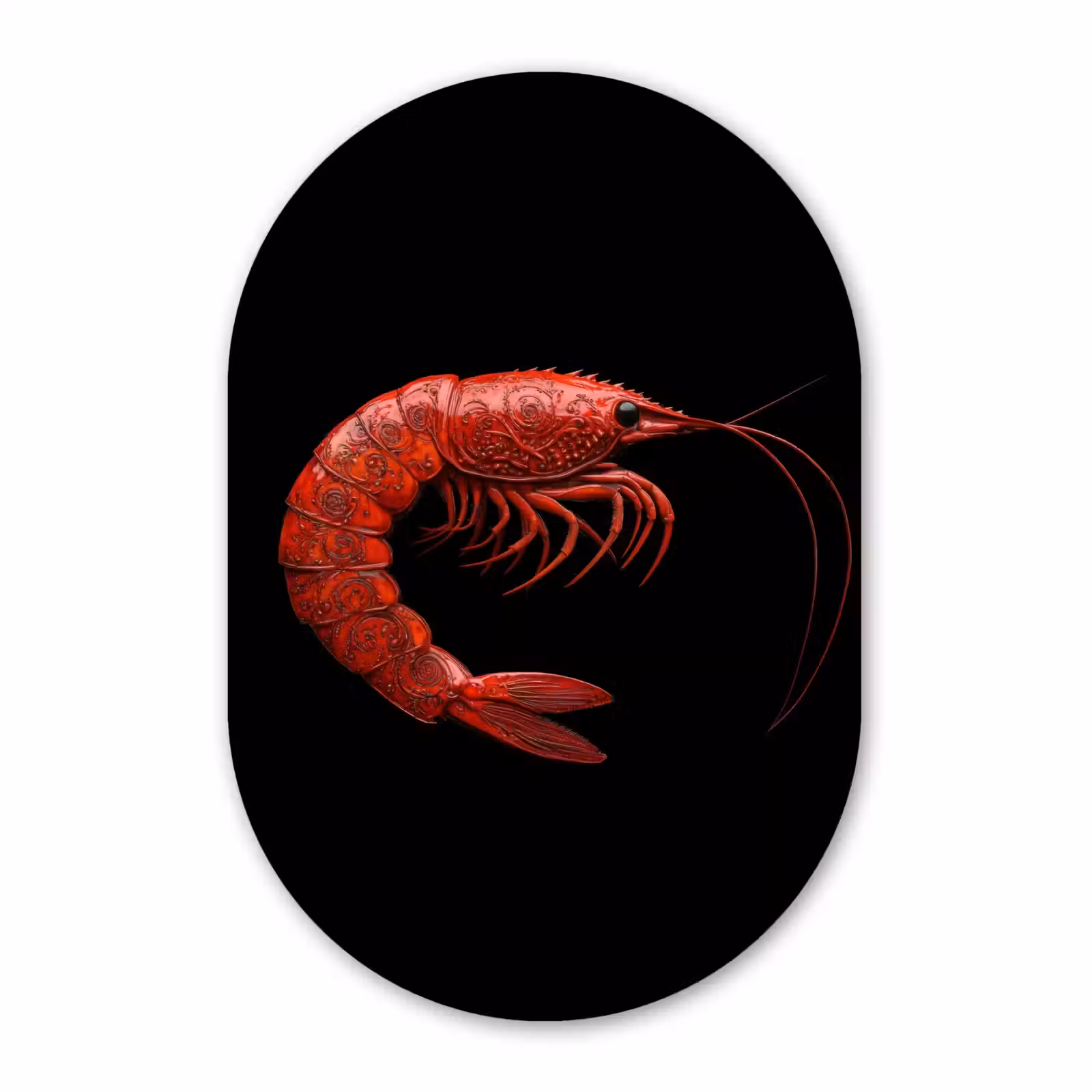Muurovaal - Glas - Garnaal - Rood - Dieren — 1