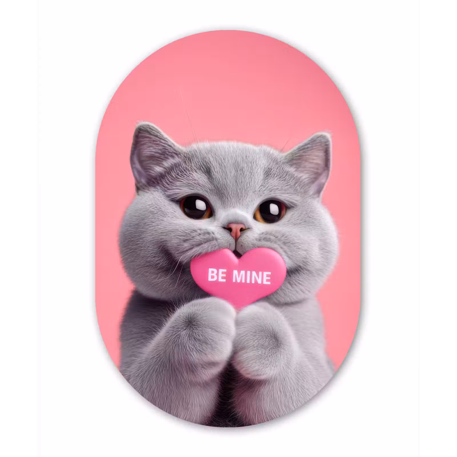 Muurovaal - Glas - Kat - Valentijn - Roze - Liefde — 1