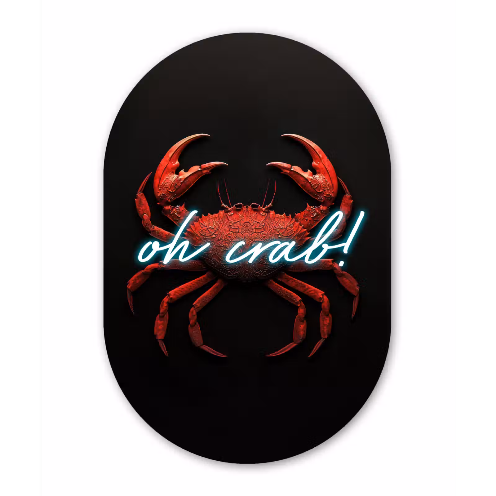 Muurovaal - Glas - Krab - Rood - Neon - Quote — 1