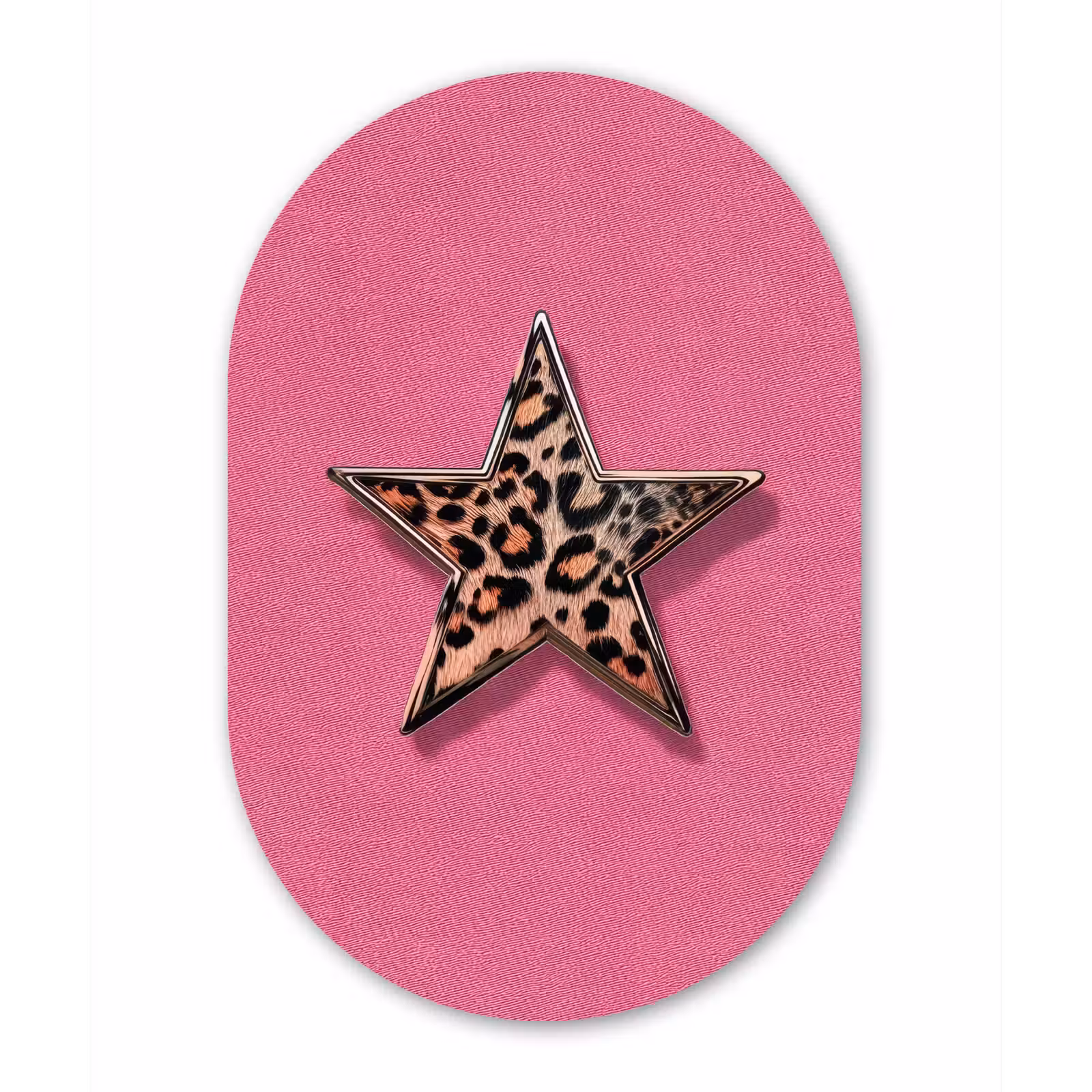 Muurovaal - Glas - Ster - Luipaard - Print - Roze — 1
