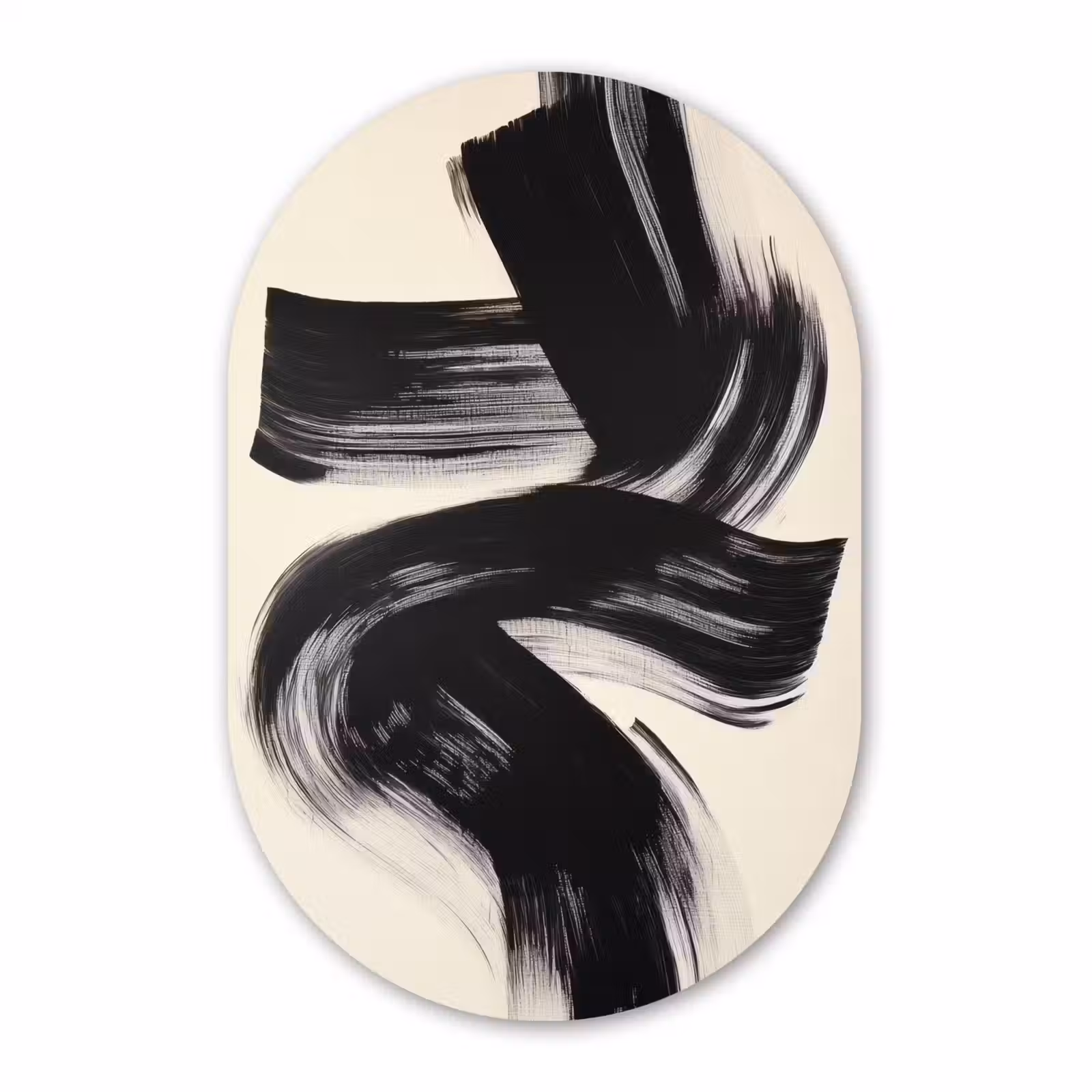 Muurovaal - Glas - Strepen - Zwart - Abstract — 1