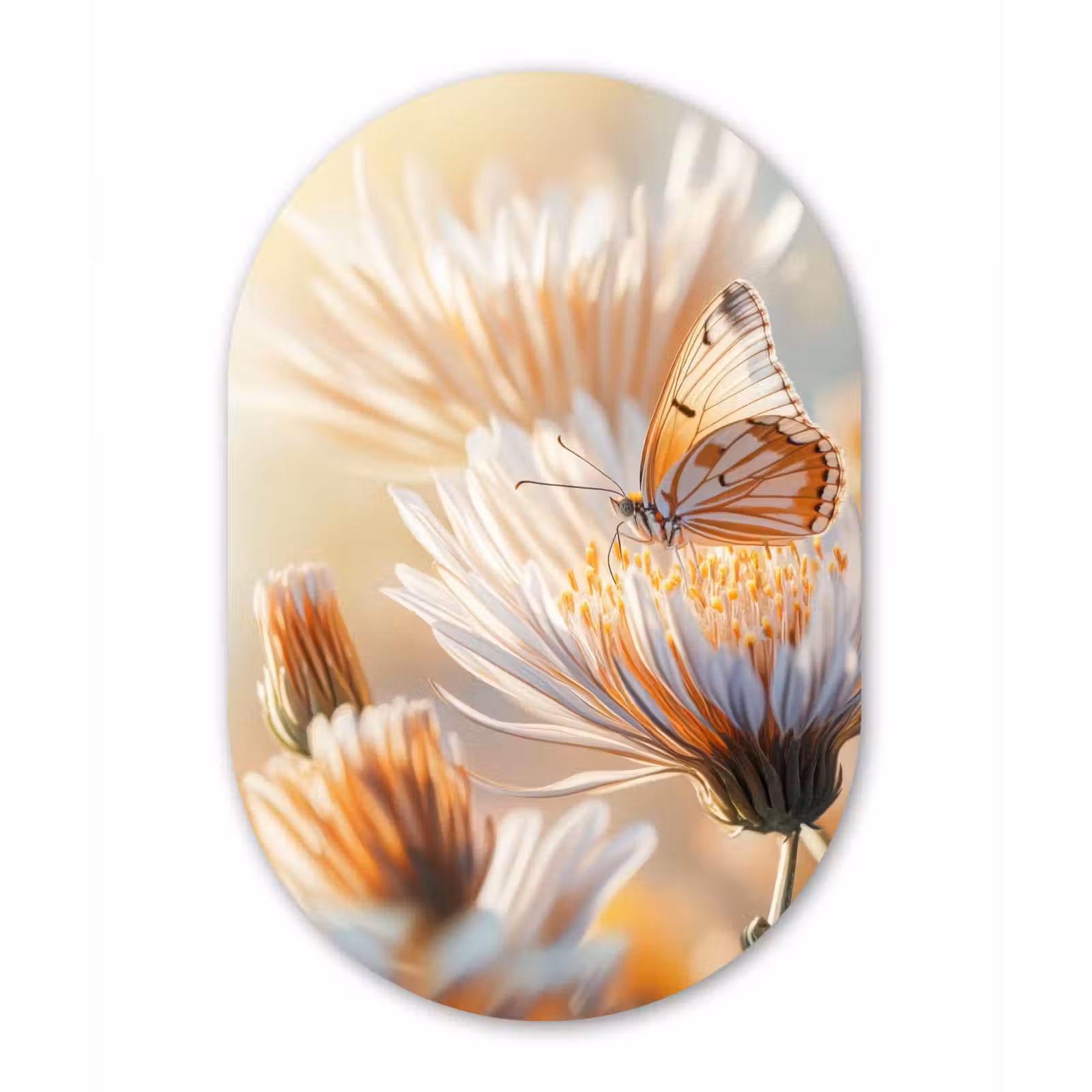 Muurovaal - Glas - Vlinder - Bloem - Oranje — 1