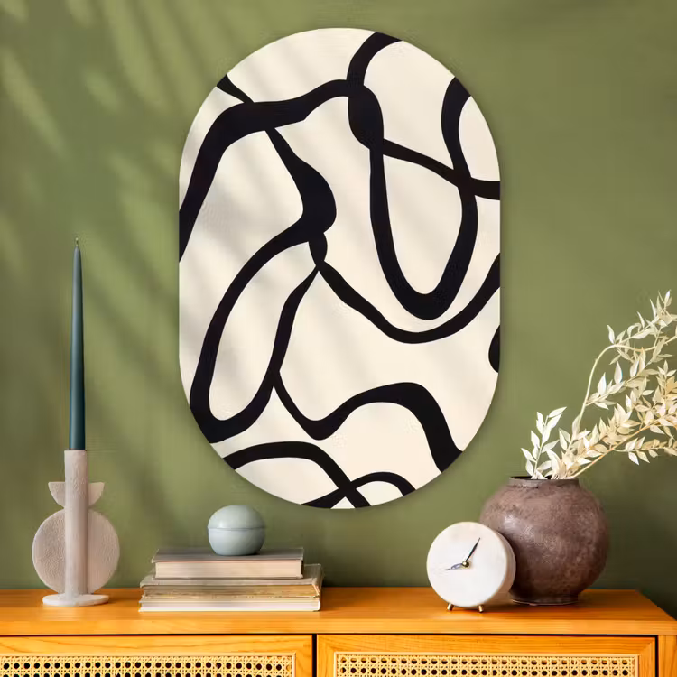 Muurovaal - Glas - Abstract - Lijnen - Modern - Beige — 2