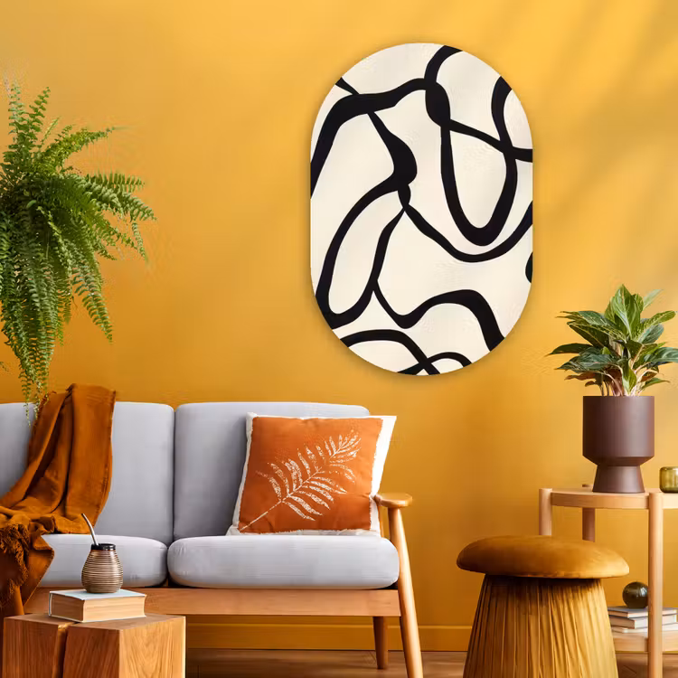 Muurovaal - Glas - Abstract - Lijnen - Modern - Beige — 3