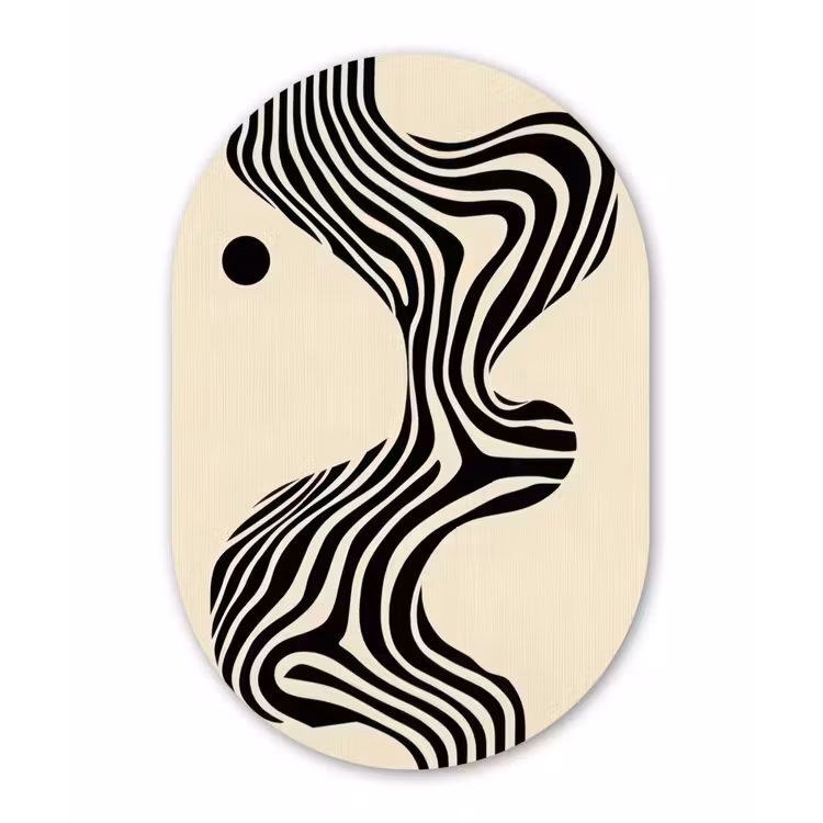 Muurovaal - Glas - Beige - Lijnen - Golvend - Abstract — 1