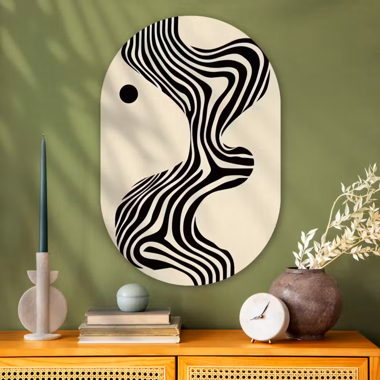 Muurovaal - Glas - Beige - Lijnen - Golvend - Abstract — 2